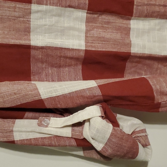 ZanZea women's XXXL (3X) red & white plaid button down collared shirt - Picture 4 of 6